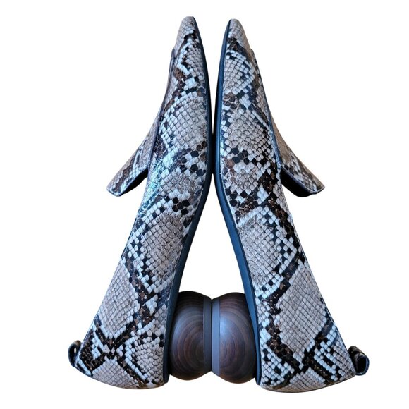 Jeffrey Campbell 8.5 Snake Print Pointed Toe Loafers Wooden Heel VIONA - Picture 6 of 8